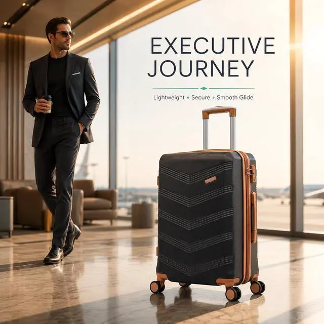 Alt view image 2 of 7 - CONCEPTEN Expandable Luggage Sets, Suitcase, Carry On Luggage 22x14x9 Airline Approved, Suitcases with Wheels, ABS Hard Case with TSA Lock and Spinner Wheels(Black)
