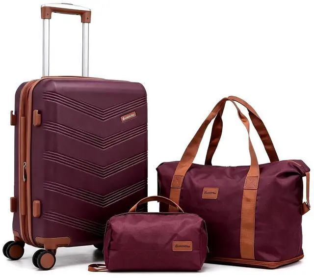 Main image of CONCEPTEN Expandable Luggage Sets 3 Piece, Hard Case Suitcase Set with Spinner Wheels,22x14x9 Airline Approved Carry on,Lightweight Durable Suitcase with TSA Lock (Red)