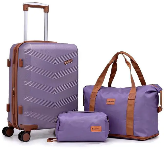 Main image of CONCEPTEN Expandable Luggage Sets 3 Piece, Hard Case Suitcase Set with Spinner Wheels,22x14x9 Airline Approved Carry on,Lightweight Durable Suitcase with TSA Lock (Purple)