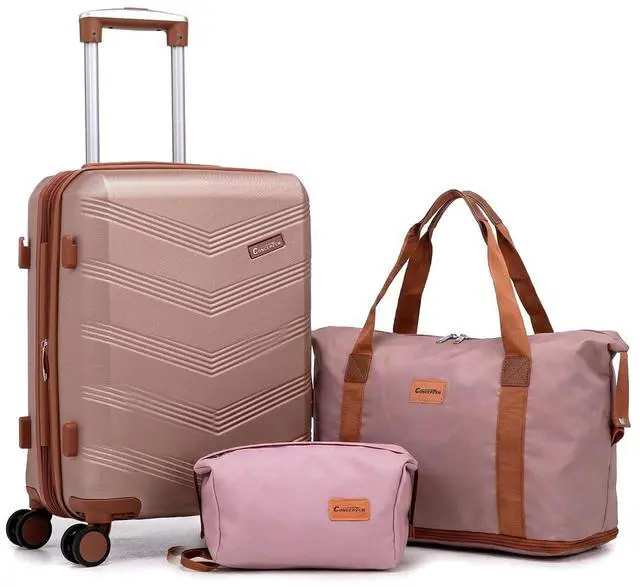 Main image of CONCEPTEN Expandable Luggage Sets 3 Piece, Hard Case Suitcase Set with Spinner Wheels,22x14x9 Airline Approved Carry on,Lightweight Durable Suitcase with TSA Lock (Champagne Gold)