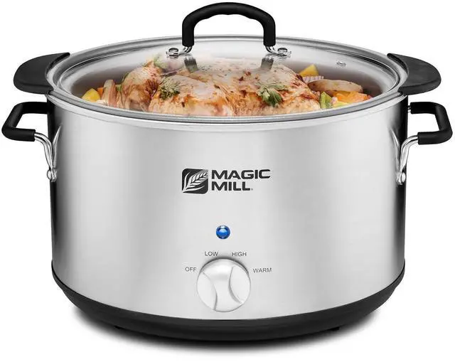Main image of Magic Mill Extra Large 10 Quart Slow Cooker With Metal Searing Pot & Transparent Tempered Glass Lid