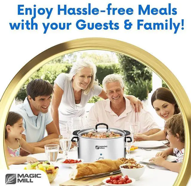 Alt view image 7 of 7 - Magic Mill Extra Large 10 Quart Slow Cooker With Metal Searing Pot & Transparent Tempered Glass Lid