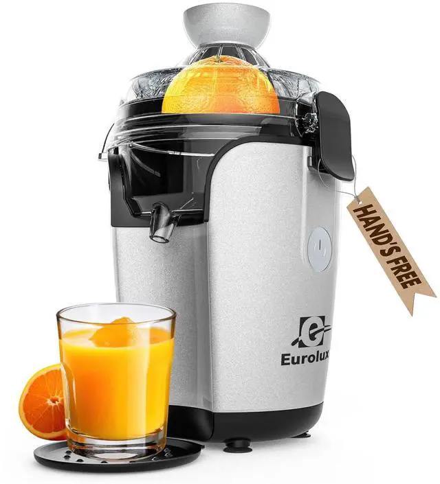 Main image of Eurolux Hands-Free Electric Citrus Juicer Machine, Orange Lime Grapefruit Lemon Squeezer, Easy to Clean.