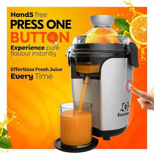 Alt view image 2 of 7 - Eurolux Hands-Free Electric Citrus Juicer Machine, Orange Lime Grapefruit Lemon Squeezer, Easy to Clean.
