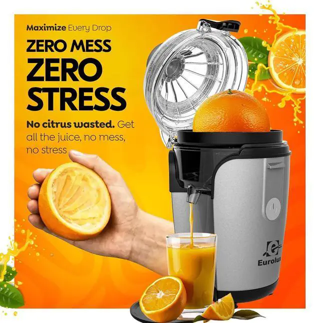 Alt view image 4 of 7 - Eurolux Hands-Free Electric Citrus Juicer Machine, Orange Lime Grapefruit Lemon Squeezer, Easy to Clean.