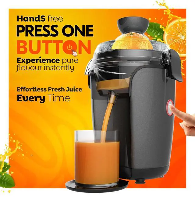 Alt view image 2 of 7 - Eurolux Hands-Free Electric Citrus Juicer Machine, Orange Lime Grapefruit Lemon Squeezer, Easy to Clean, 2 Cone Sizes (Gray)