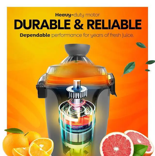Alt view image 5 of 7 - Eurolux Hands-Free Electric Citrus Juicer Machine, Orange Lime Grapefruit Lemon Squeezer, Easy to Clean, 2 Cone Sizes (Gray)