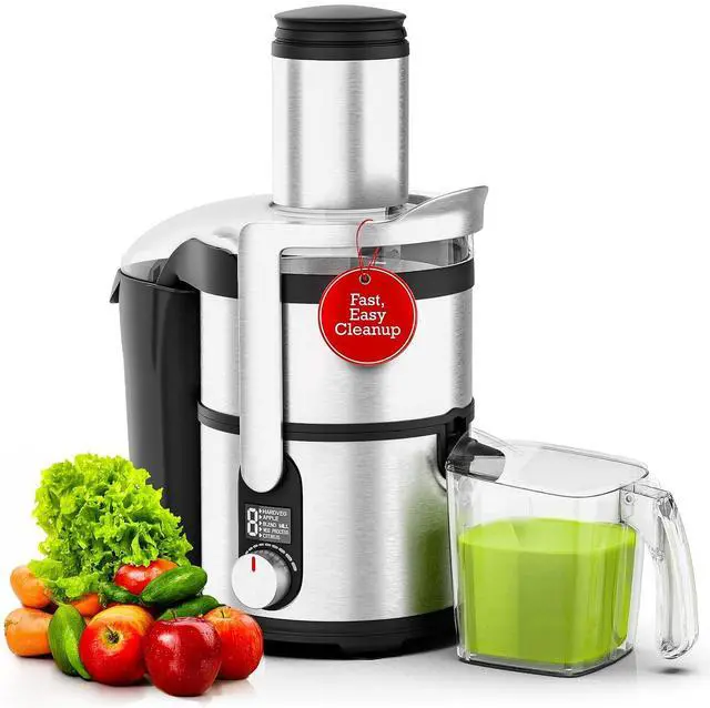 Main image of Eurolux Centrifugal Juicer Machine, Easy to Clean Juice Extractor with 3" Feed Chute for Less Cutting, Stainless Steel & BPA-Free