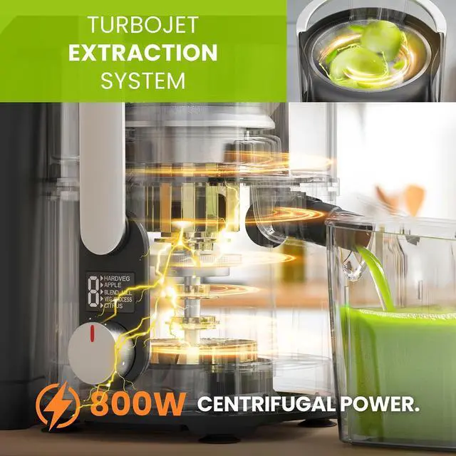 Alt view image 7 of 7 - Eurolux Centrifugal Juicer Machine, Easy to Clean Juice Extractor with 3" Feed Chute for Less Cutting, Stainless Steel & BPA-Free