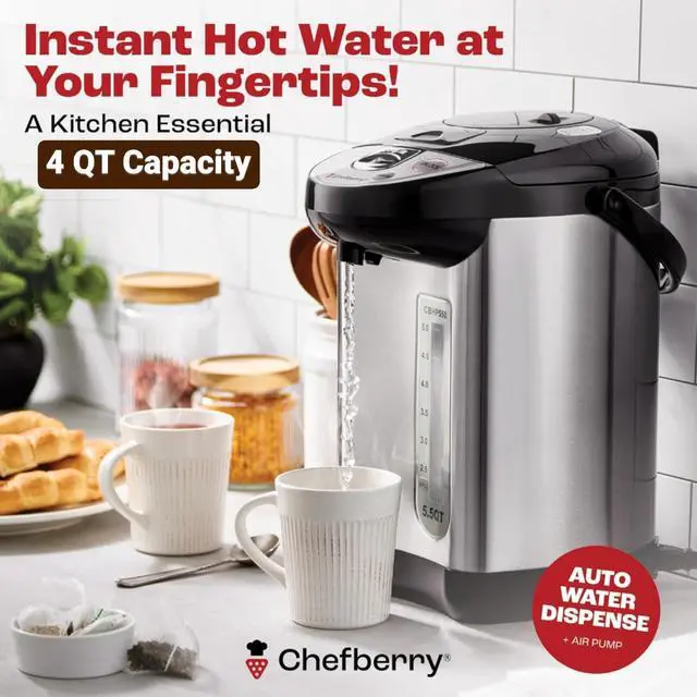 Alt view image 2 of 7 - Premium 4 QT Hot Water Boiler and Warmer With auto dispense and Manual Pump, Quick Heatup and Keep-Boil Function for Instant On-Demand Hot Water Anytime, Boil-Dry Protection, ETL Approved