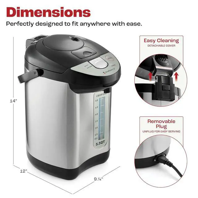 Alt view image 6 of 7 - Premium 5.5 QT Hot Water Boiler and Warmer With auto dispense and Manual Pump, Quick Heatup and Keep-Boil Function for Instant On-Demand Hot Water Anytime, Boil-Dry Protection, ETL Approved