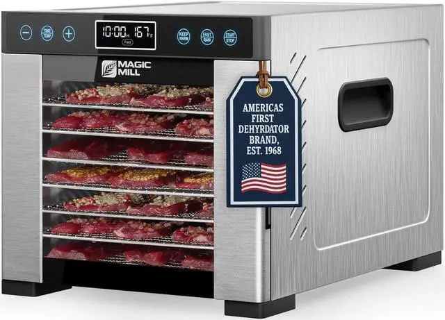 Main image of Magic Mill Pro Food Dehydrator Machine | Powerful 600W Rear Fan Even-Drying System | 7 Full-Size Stainless Steel Trays | 95°-176° Temperature Control, 48H Timer, Keep Warm + Auto Shutoff | ETL Listed