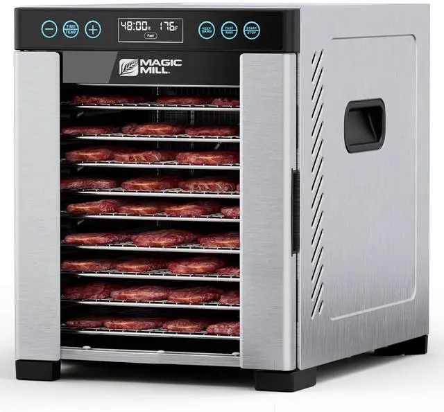 Main image of Magic Mill Pro Food Dehydrator Machine | 10 Stainless Steel Trays | Dryer for Jerky, Dog Treats, Herb, Meat, Beef, Fruit | Keep Warm Function, Digital Timer and Temperature Control, ETL Approved