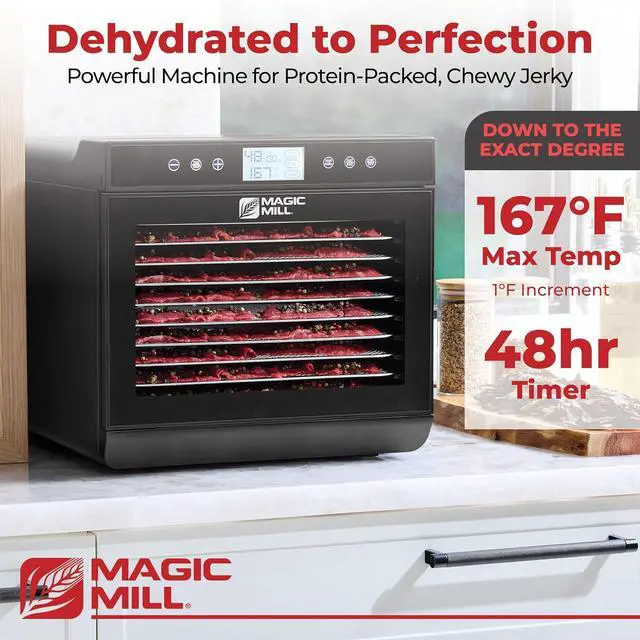 Alt view image 3 of 7 - Magic Mill Premium Food Dehydrator Machine (10 Extra-Large Stainless Steel Trays) 700W Dryer for Beef Jerky, Fruits, Vegetables, Dog Treats, 48 Hour Digital Timer - 95°-167° Temperature Control