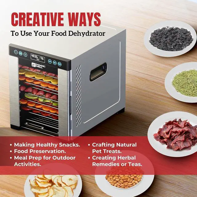 Alt view image 6 of 7 - Magic Mill Pro Food Dehydrator Machine | 10 Stainless Steel Trays | Dryer for Jerky, Dog Treats, Herb, Meat, Beef, Fruit | Keep Warm Function, Digital Timer and Temperature Control, ETL Approved