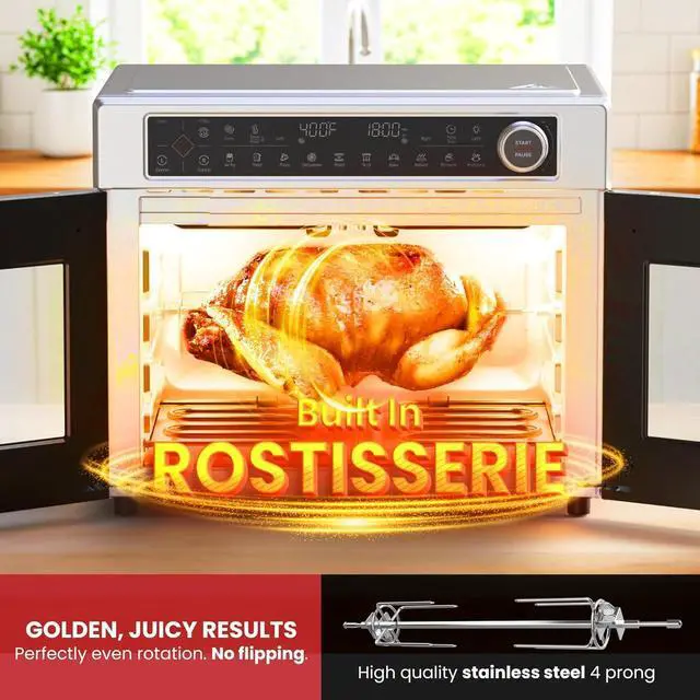 Alt view image 6 of 7 - Magic Mill Ultra-Premium Air Fryer Toaster Oven Combo With Independent Dual-Zone Technology, Extra Large 32QT French Door Stainless Steel Convection Oven, Next-Gen Patent Technology, 13 accessories