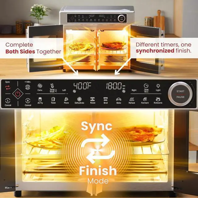 Alt view image 7 of 7 - Magic Mill Ultra-Premium Air Fryer Toaster Oven Combo With Independent Dual-Zone Technology, Extra Large 32QT French Door Stainless Steel Convection Oven, Next-Gen Patent Technology, 13 accessories