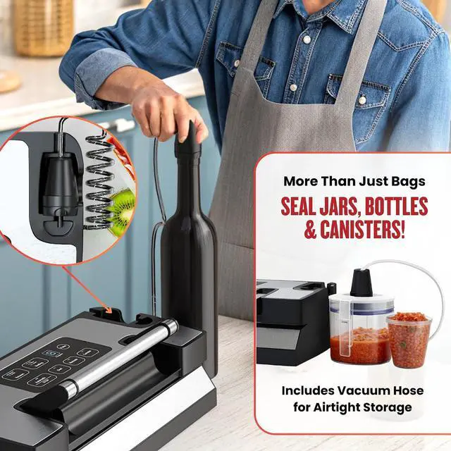 Alt view image 5 of 7 - Magic Mill Pro Liquid Vacuum Sealer Machine, New Patent Technology for Liquid, Dry, Moist Food, Upgraded Handle Lock, 90Kpa Bag Storage, Built-in Cutter, Removable Drip Tray, Double Seal for Freshness