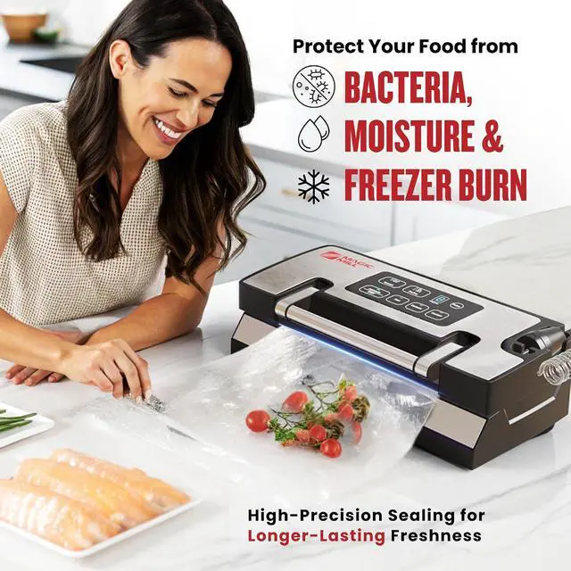 Alt view image 6 of 7 - Magic Mill Pro Liquid Vacuum Sealer Machine, New Patent Technology for Liquid, Dry, Moist Food, Upgraded Handle Lock, 90Kpa Bag Storage, Built-in Cutter, Removable Drip Tray, Double Seal for Freshness
