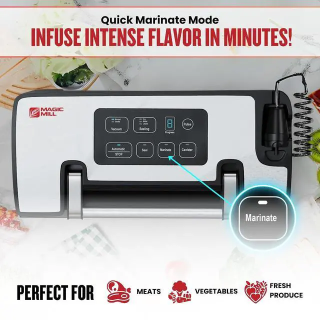 Alt view image 7 of 7 - Magic Mill Pro Liquid Vacuum Sealer Machine, New Patent Technology for Liquid, Dry, Moist Food, Upgraded Handle Lock, 90Kpa Bag Storage, Built-in Cutter, Removable Drip Tray, Double Seal for Freshness
