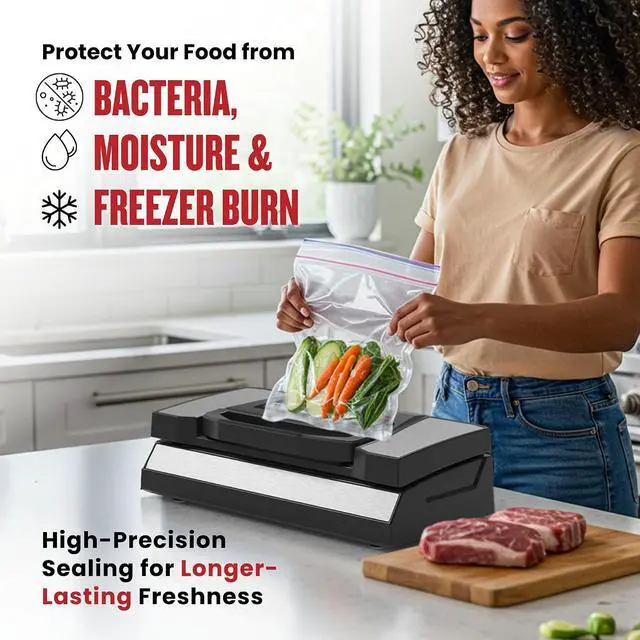 Alt view image 3 of 7 - Magic Mill Professional Vacuum Sealer Machine Pro with New Patent Handle MVS-5181 for Food Bags, Marinate Bowls, and Meal Packing Cannister | Vacuum Sealer with Cutter and Jar Attachment