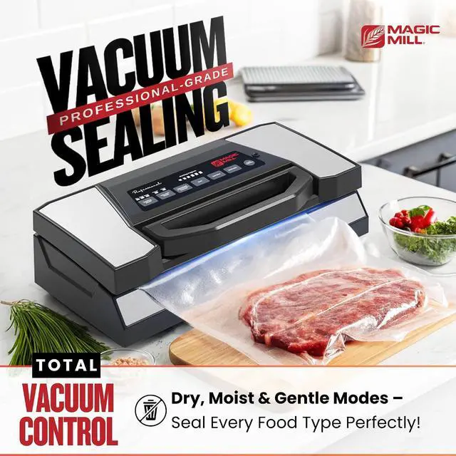 Alt view image 2 of 7 - Magic Mill Professional Vacuum Sealer Machine Pro with New Patent Handle MVS-5181 for Food Bags, Marinate Bowls, and Meal Packing Cannister | Vacuum Sealer with Cutter and Jar Attachment
