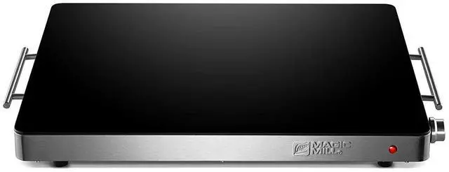 Main image of Magic Mill Large Electric Glass Top Food Warming Tray Buffet, Keep Your Food Hot During Holiday Parties, Adjustable Temperature Control, Stay-Cool Handles, Modern Stainless Steel Design, ETL Approved