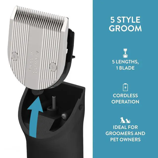 Alt view image 4 of 7 - Wahl Pro Animal 5 Style Groom Clipper - Cat & Dog Clippers - Adjustable 5-in-1 Blade - Cordless Design - 80 Min Runtime