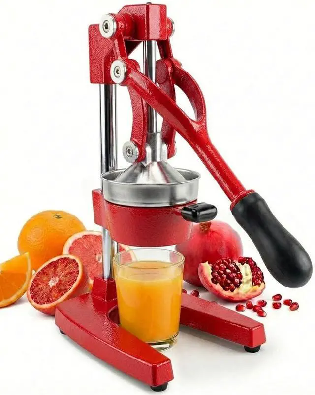 Main image of Eurolux Ultra-Premium Cast Iron Juicer | Extra-Large, Heavy Duty, Commercial Grade, Stainless Steel Manual Hand Press Citrus Squeezer For Fresh Orange Juice, Pomegranate, Lemon, and Much More (Red)