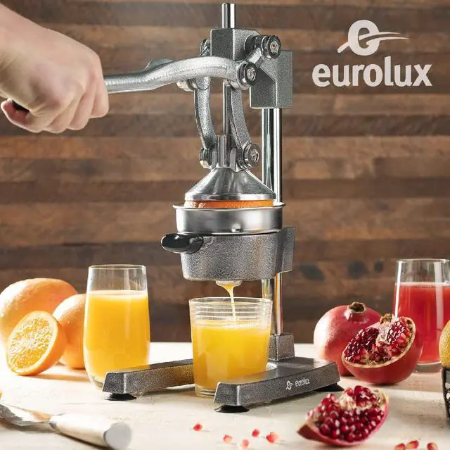 Alt view image 2 of 7 - Eurolux Ultra-Premium Cast Iron Juicer | Extra-Large, Heavy Duty, Commercial Grade, Stainless Steel Manual Hand Press Citrus Squeezer For Fresh Orange Juice, Pomegranate, Lemon, and Much More (Gray)