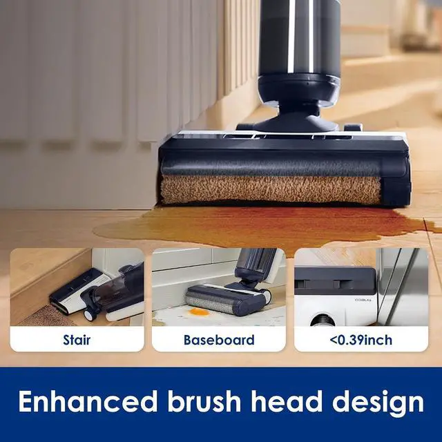 Alt view image 5 of 7 - Tineco Floor ONE S5 Smart Cordless Wet Dry Vacuum Cleaner and Mop for Hard Floors, Digital Display, Long Run Time, Great for Sticky Messes and Pet Hair, Space-Saving Design, Blue