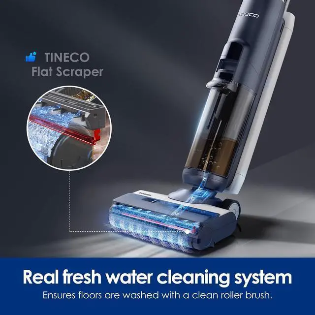Alt view image 6 of 7 - Tineco Floor ONE S5 Smart Cordless Wet Dry Vacuum Cleaner and Mop for Hard Floors, Digital Display, Long Run Time, Great for Sticky Messes and Pet Hair, Space-Saving Design, Blue