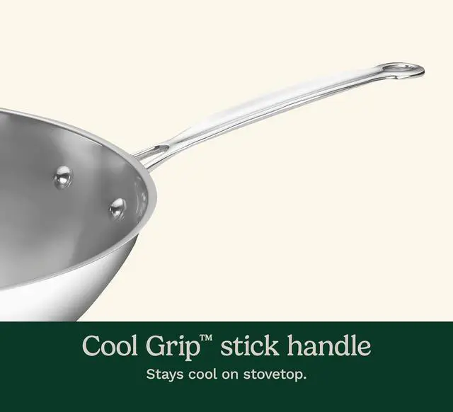 Alt view image 3 of 5 - Cuisinart 14-Inch Stir-Fry Pan, Helper Handle and Glass Cover, Chef's Classic Stainless Steel, 726-38H