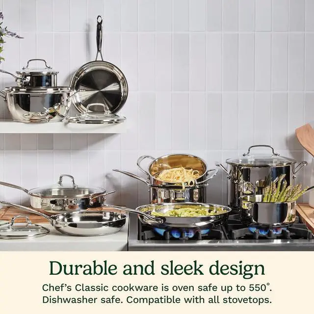 Alt view image 4 of 5 - Cuisinart 14-Inch Stir-Fry Pan, Helper Handle and Glass Cover, Chef's Classic Stainless Steel, 726-38H
