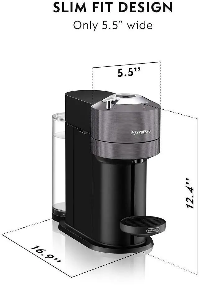 Alt view image 3 of 7 - Nespresso Vertuo Next Coffee and Espresso Maker, Machine Only, 1260 watts, Dark Gray