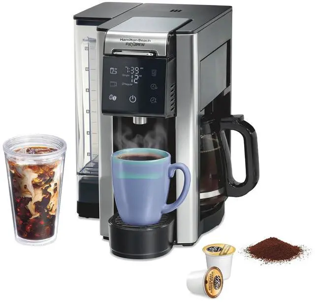 Main image of Hamilton Beach Flexbrew Advanced 5-in-1 Drip & Single Serve Coffee Maker | Single Serve Hot & Iced Coffee Maker | 12 Cup Programmable Drip Coffee Maker | Removable 60 oz. Reservoir | Black