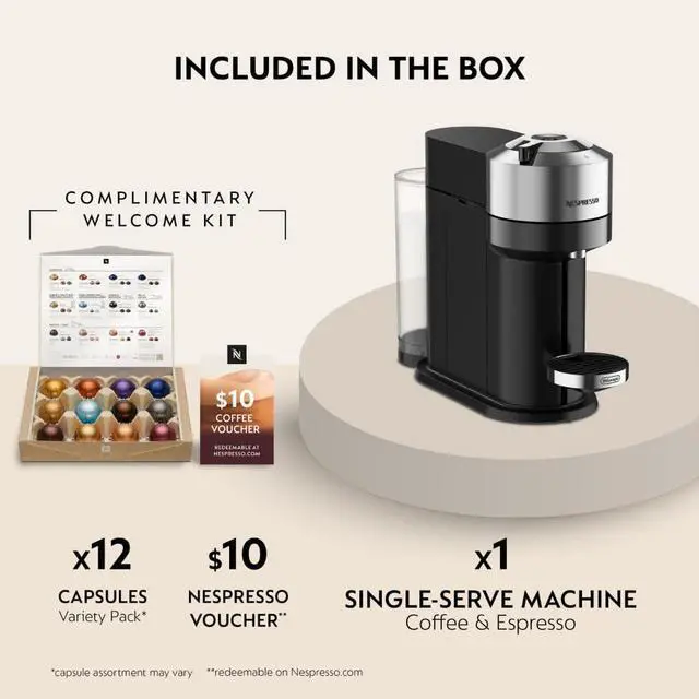Alt view image 3 of 7 - Nespresso Vertuo Next Deluxe Coffee and Espresso Machine by De'Longhi, Chrome