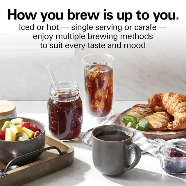 Alt view image 3 of 7 - Hamilton Beach Flexbrew Advanced 5-in-1 Drip & Single Serve Coffee Maker | Single Serve Hot & Iced Coffee Maker | 12 Cup Programmable Drip Coffee Maker | Removable 60 oz. Reservoir | Black