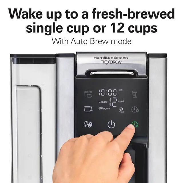 Alt view image 4 of 7 - Hamilton Beach Flexbrew Advanced 5-in-1 Drip & Single Serve Coffee Maker | Single Serve Hot & Iced Coffee Maker | 12 Cup Programmable Drip Coffee Maker | Removable 60 oz. Reservoir | Black