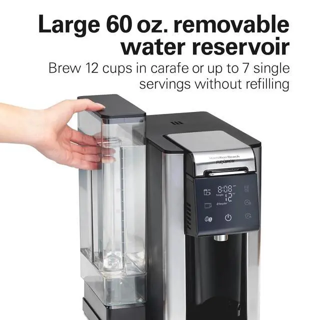 Alt view image 7 of 7 - Hamilton Beach Flexbrew Advanced 5-in-1 Drip & Single Serve Coffee Maker | Single Serve Hot & Iced Coffee Maker | 12 Cup Programmable Drip Coffee Maker | Removable 60 oz. Reservoir | Black