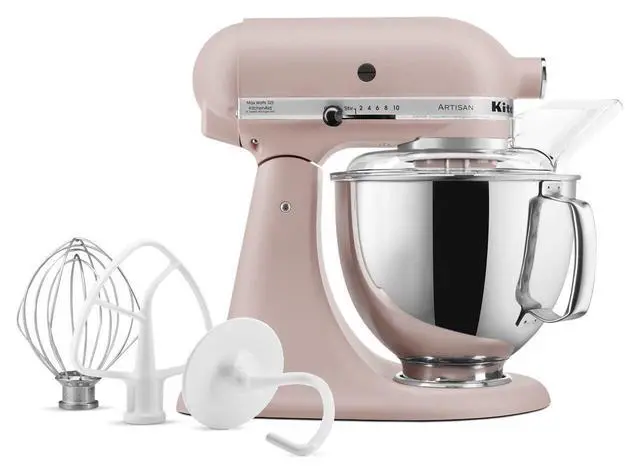 Alt view image 5 of 7 - KitchenAid Artisan Series 5 Quart Tilt Head Stand Mixer with Pouring Shield KSM150PS, Feather Pink