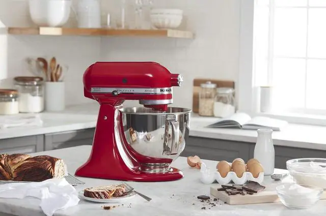 Alt view image 6 of 7 - KitchenAid Artisan Series 5 Quart Tilt Head Stand Mixer, Metal, KSM150PS, Empire Red