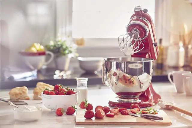 Alt view image 4 of 7 - KitchenAid Artisan Series 5 Quart Tilt Head Stand Mixer, Metal, KSM150PS, Empire Red