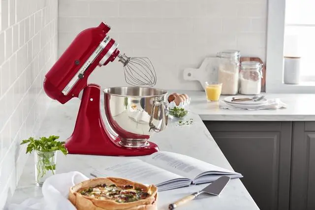 Alt view image 7 of 7 - KitchenAid Artisan Series 5 Quart Tilt Head Stand Mixer, Metal, KSM150PS, Empire Red