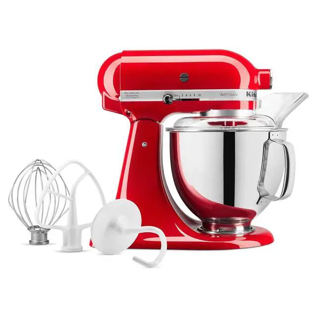 Alt view image 5 of 6 - KitchenAid Artisan Series 5 Quart Tilt Head Stand Mixer with Pouring Shield KSM150PS, Cherry Tomato