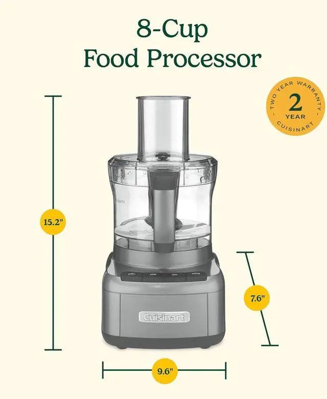 Alt view image 6 of 6 - Cuisinart 8 Cup Food Processor, 350-Watt Motor, Gunmetal, FP-8GMP1