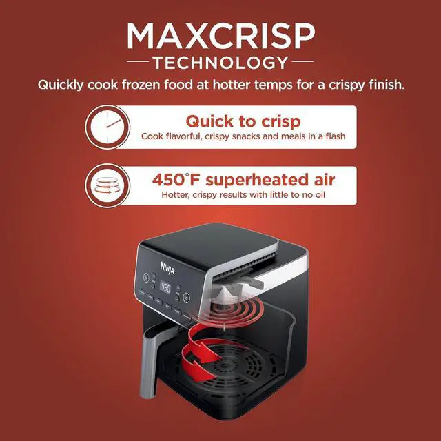 Alt view image 2 of 7 - Ninja XL Air Fryer with MaxCrisp | 6.5 QT Capacity | 6-in-1 Max Crisp, Air Fry, Roast, Bake, Reheat & Dehydrate | 450°F Temp | 1750 Watts | Nonstick Basket, Crisper Plate & Recipe Guide | Grey | AF181