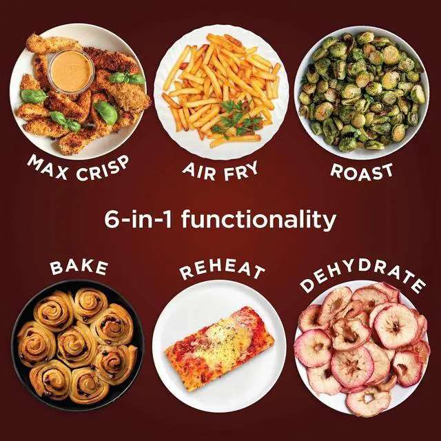 Alt view image 3 of 7 - Ninja XL Air Fryer with MaxCrisp | 6.5 QT Capacity | 6-in-1 Max Crisp, Air Fry, Roast, Bake, Reheat & Dehydrate | 450°F Temp | 1750 Watts | Nonstick Basket, Crisper Plate & Recipe Guide | Grey | AF181