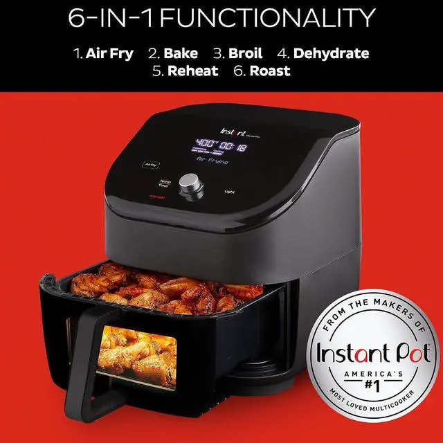 Alt view image 3 of 7 - Instant Pot Vortex Plus 6QT ClearCook Air Fryer, Clear Windows, Custom Program Options, 6-in-1 Functions, Crisps, Broils, Roasts, Dehydrates, Bakes, Reheats, from the Makers of Instant Pot, Black
