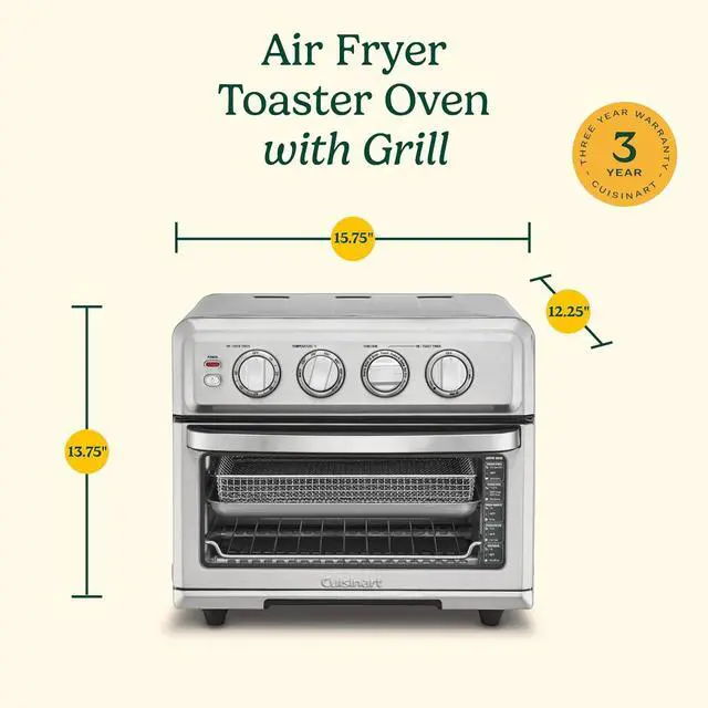 Alt view image 6 of 6 - Cuisinart Air Fryer Toaster Oven with Grill, 1800W 8-1 Air Fryer Oven with Bake, Convection Bake, Grill, Broil and Warm Options, Large Capacity, 60-Minute Timer, TOA-70BKS, Black SS